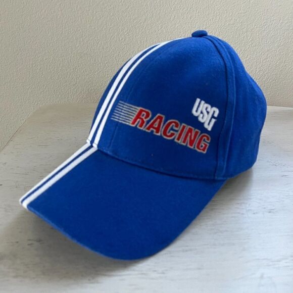 Nascar USG Racing Snapback Hat Cap Dad Men Gift Blue White Stripe - Picture 2 of 12